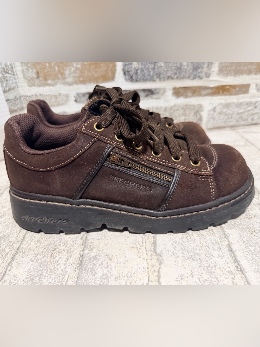 Vintage Y2K Skechers Jammers Brown Chunky Lace Up Shoes Sneakers Size US 7